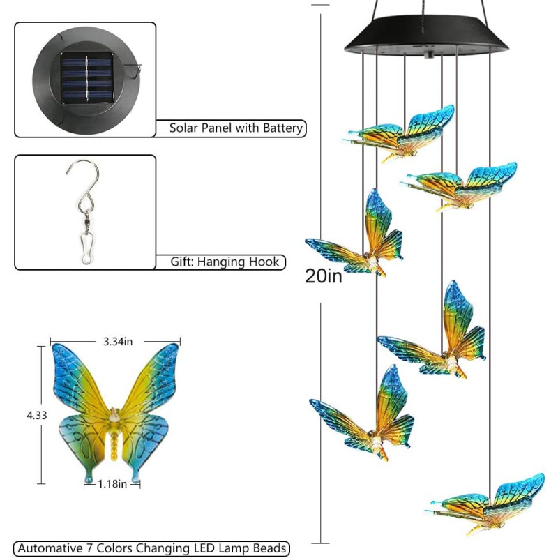 Solar Wind Chime Color Changing Wind Chimes