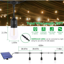 35FT Solar String Lights Outdoor Waterproof